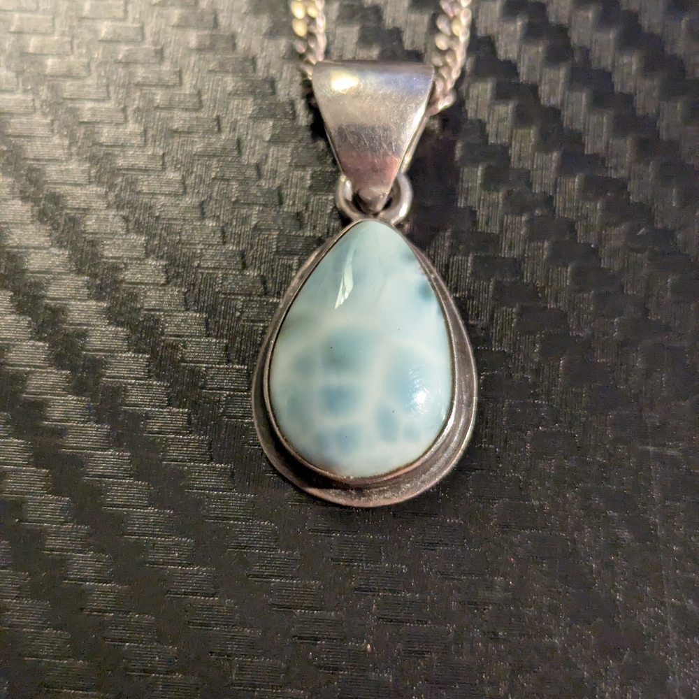 Larimar Sterling Silver Pendant And Chain